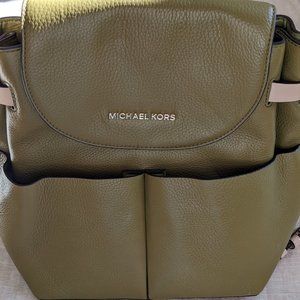 Olive Green Pebbled Leather Michael Kors Backpack